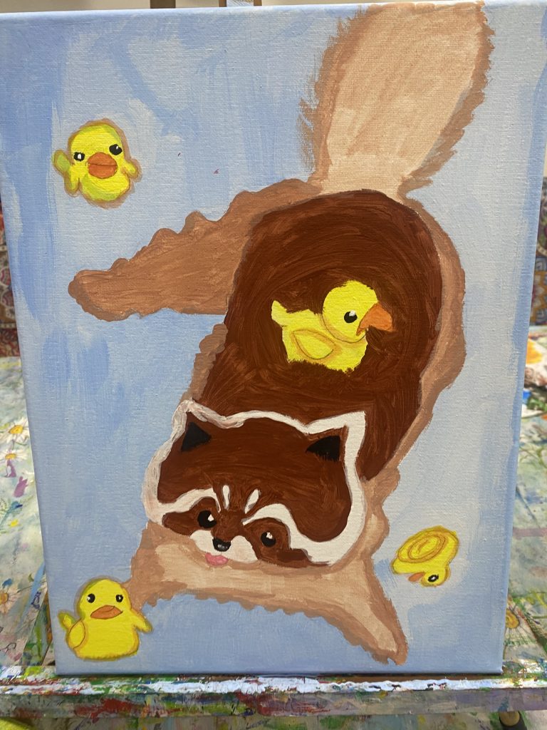 Mosómedve gumikacsákkal